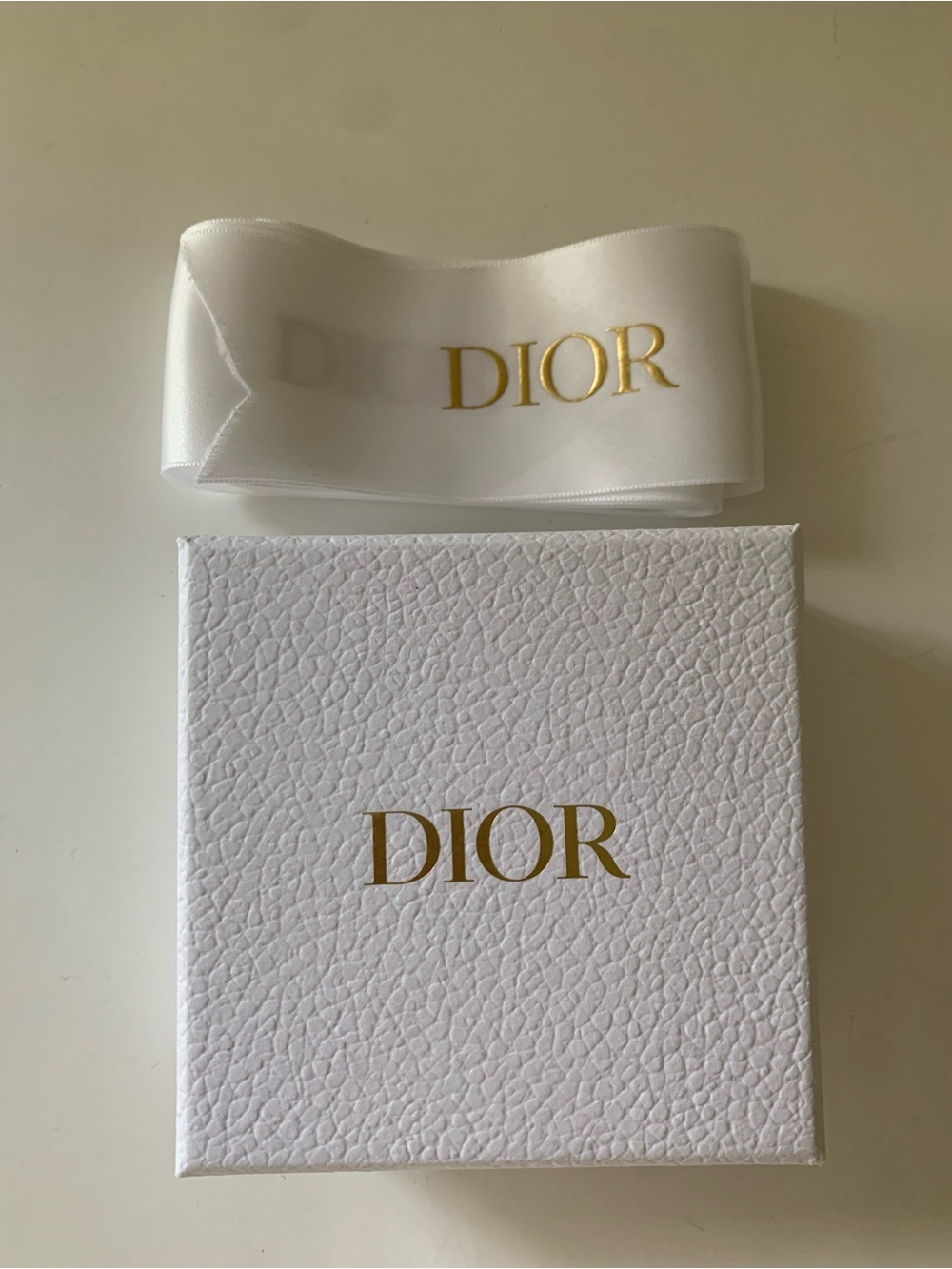 EMPTY Dior Small Gift / Packaging Box, Textured Pebbled White, includes Ribbon